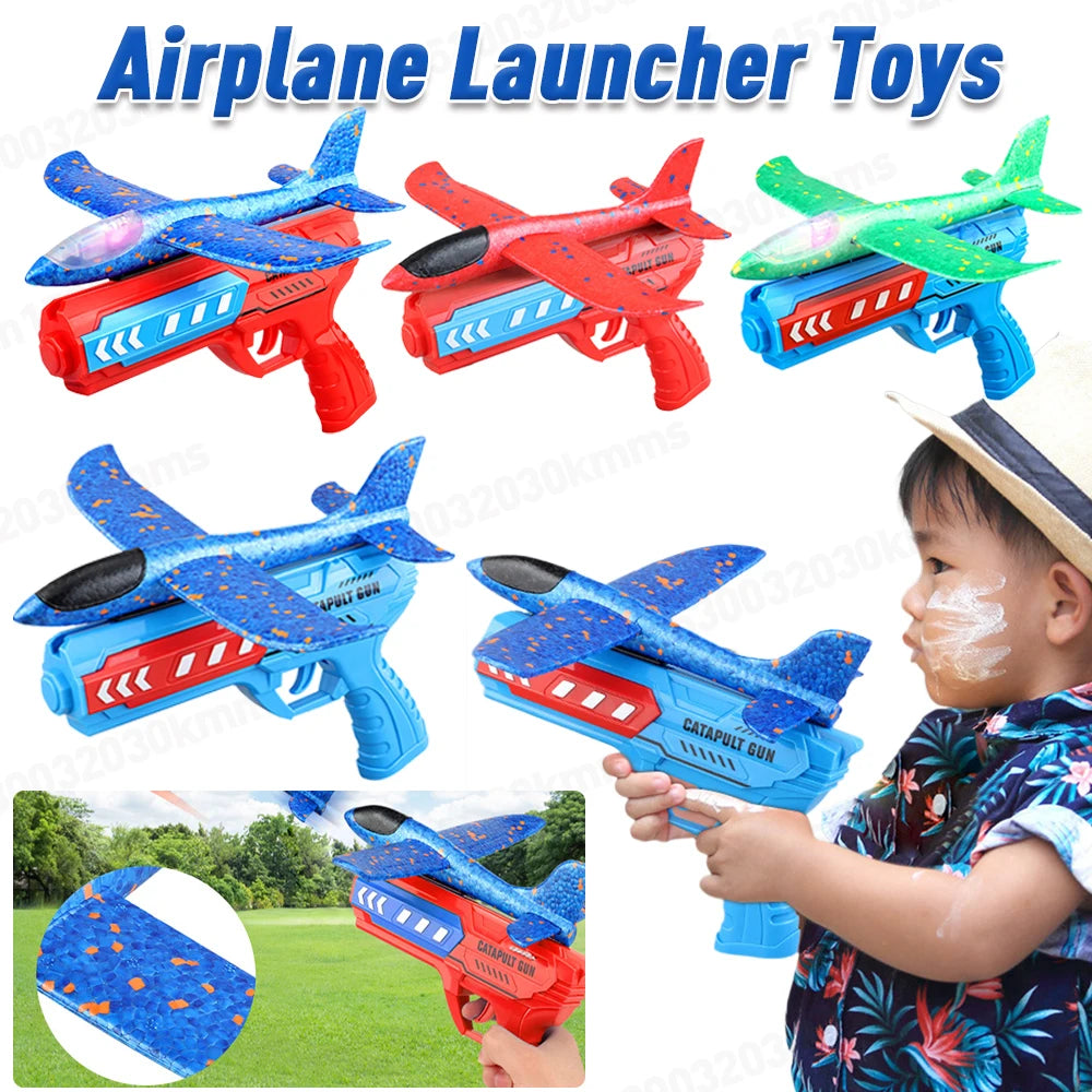 Airplane Launcher Toys Outdoor Plane Flying Toys Non Slip Kids Catapult Plane With/Without Light Birthday Gifts for Boys Girls